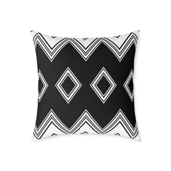 Black & White Tribal Diamond Throw Pillow