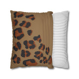 Leopard Print Faux Suede Pillowcase — Brown Animal Print Square Cushion Cover