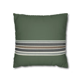 Green Striped Accent Pillowcase - Faux Suede Square Throw Pillow Cover