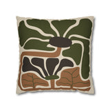 Rooted Canopy Botanical Pillow Cover - Earthy Olive & Neutral Accent Cushion