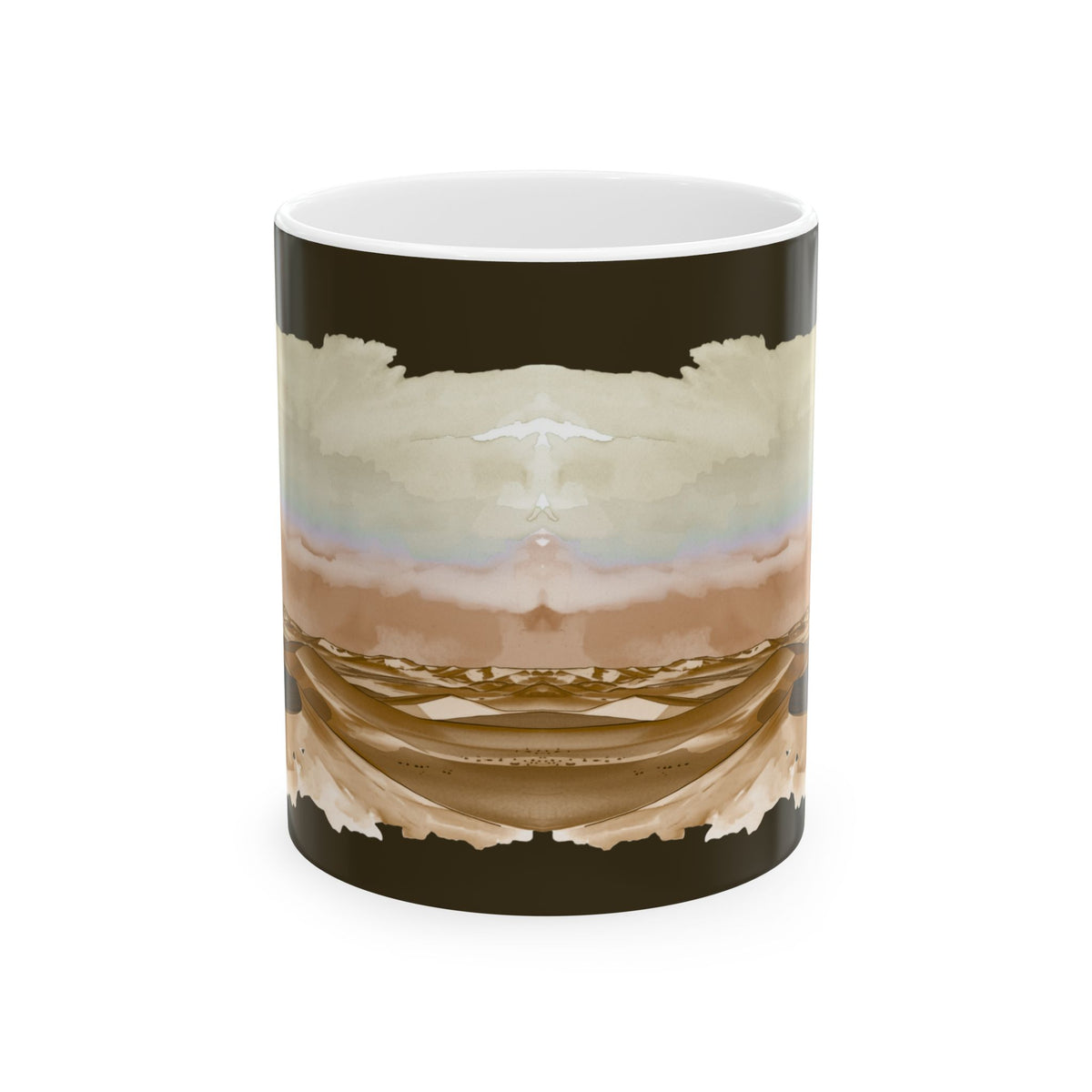 Desert Dunes Ceramic Mug — Earth Tone Abstract Horizon (11oz/15oz)