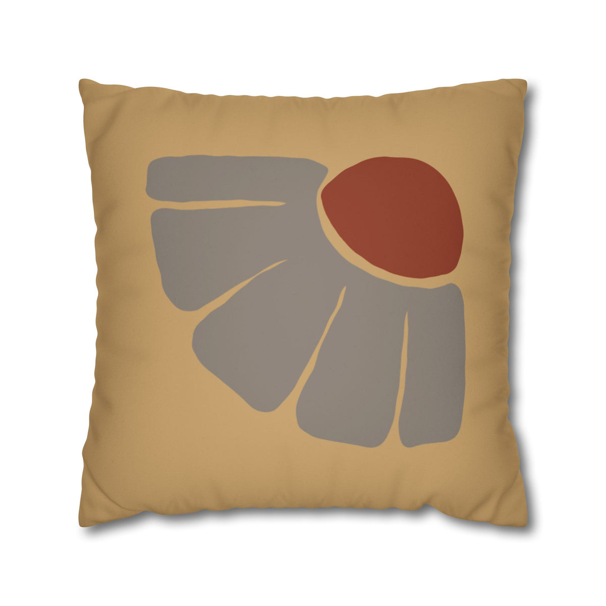 Boho Sunrise Faux Suede Pillowcase — Abstract Floral Accent Cushion Cover