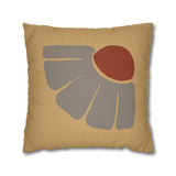 Boho Sunrise Faux Suede Pillowcase — Abstract Floral Accent Cushion Cover