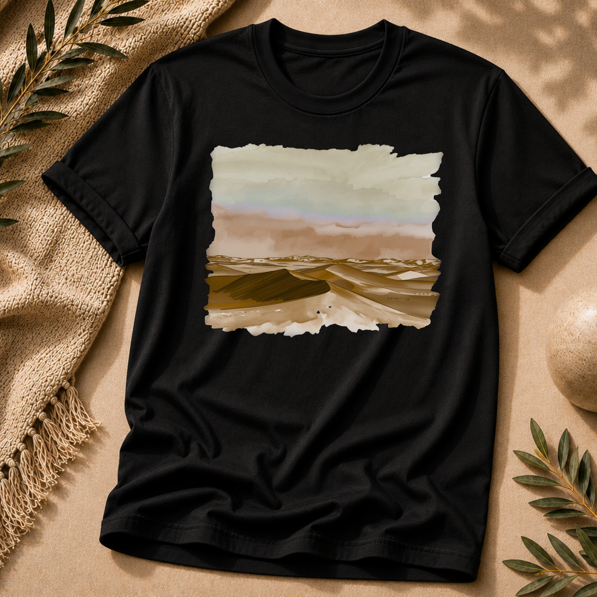 Desert Dunes Horizon Tee — Watercolor Landscape T-Shirt