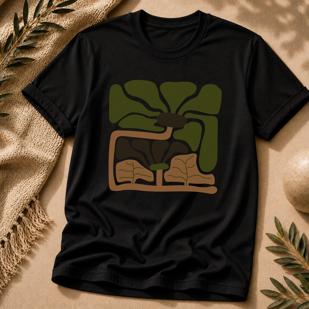 Rooted Canopy Graphic T-Shirt - Earthy Botanical Nature Tee