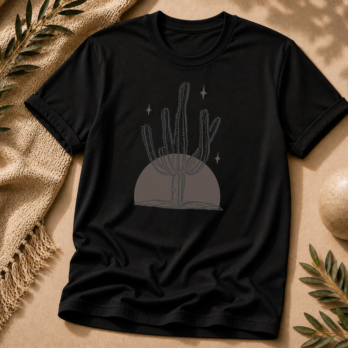 Desert Stillness Cactus T-Shirt – Earthy Minimal Desert Graphic Tee