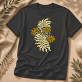 Golden Fern Botanical T-Shirt - Earthy Nature Graphic Tee