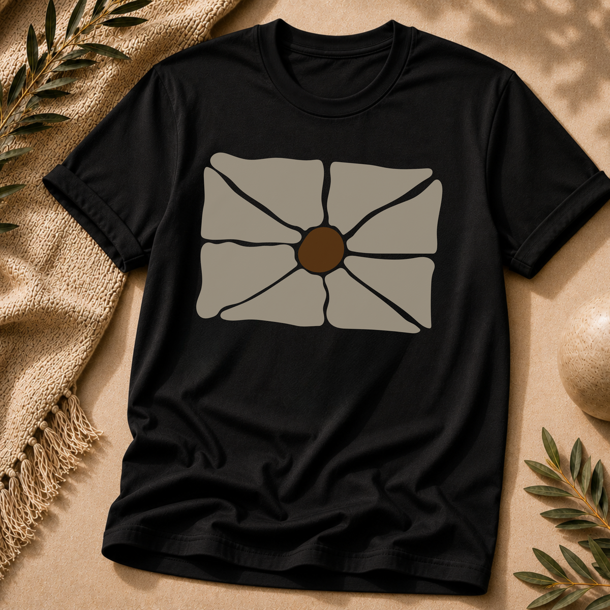 Earthen Bloom Graphic T-Shirt - Organic Abstract Design