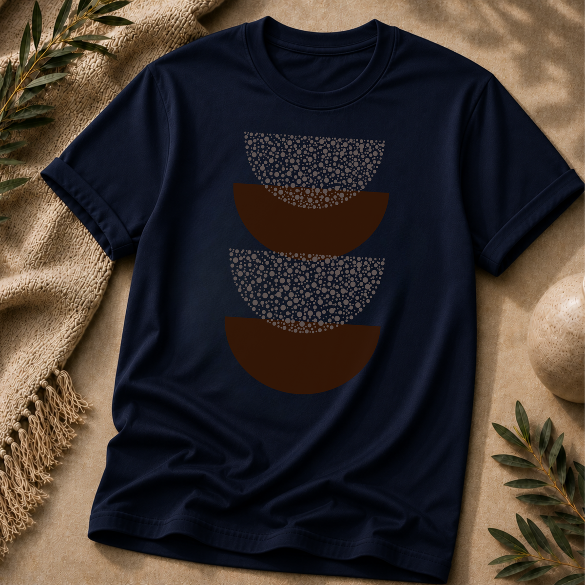 Grounded Rhythm Graphic Tee - Earth Tone Abstract Geometric T-Shirt