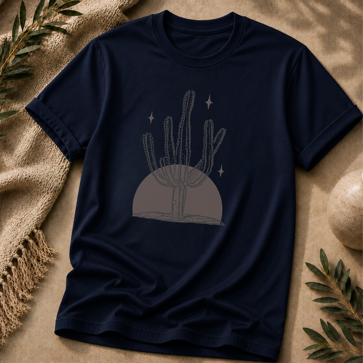 Desert Stillness Cactus T-Shirt – Earthy Minimal Desert Graphic Tee