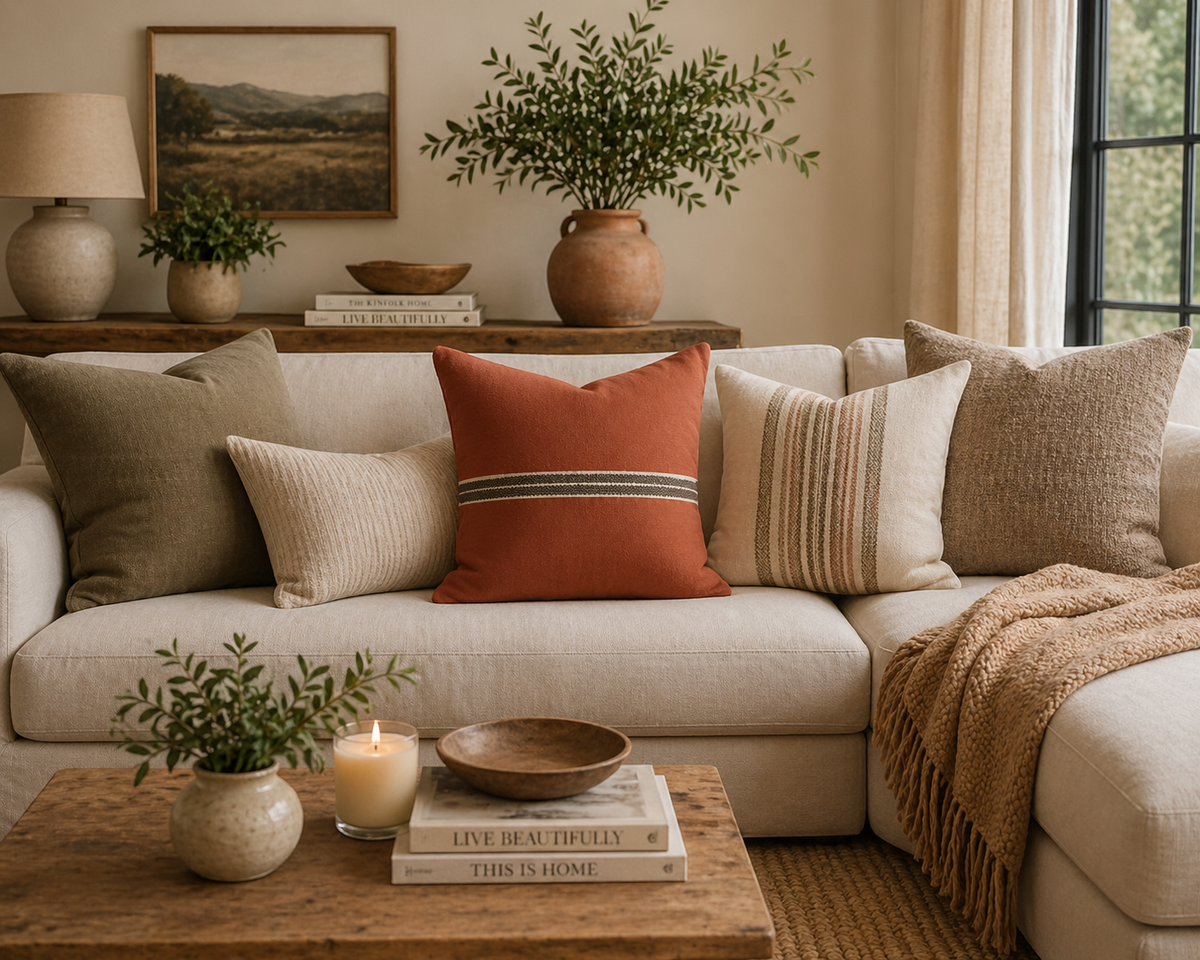 Rust Stripe Decorative Pillowcase