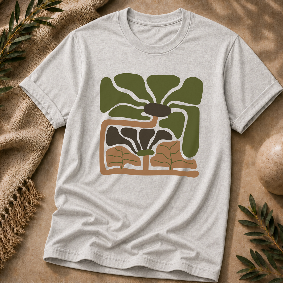 Rooted Canopy Graphic T-Shirt - Earthy Botanical Nature Tee