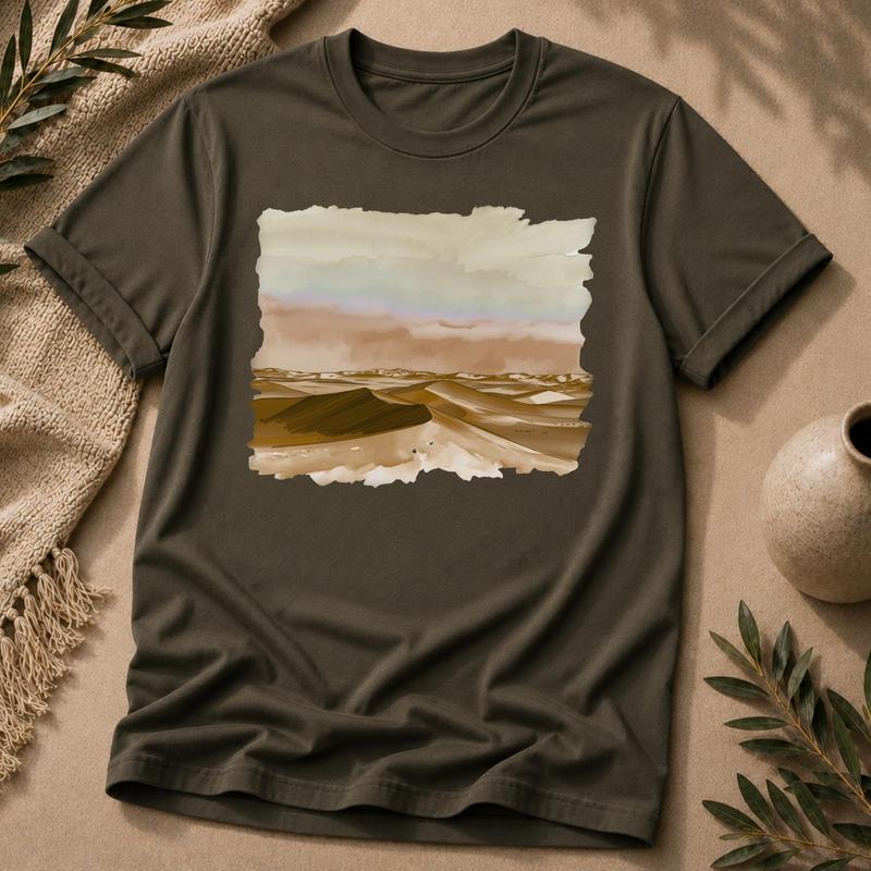 Desert Dunes Horizon Tee — Watercolor Landscape T-Shirt