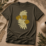 Golden Fern Botanical T-Shirt - Earthy Nature Graphic Tee