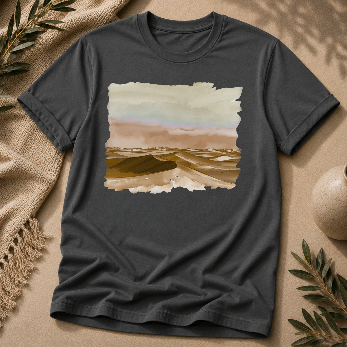 Desert Dunes Horizon Tee — Watercolor Landscape T-Shirt