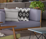 Striped Farmhouse Pillow Cover — Grey Canvas Square Throw Pillow