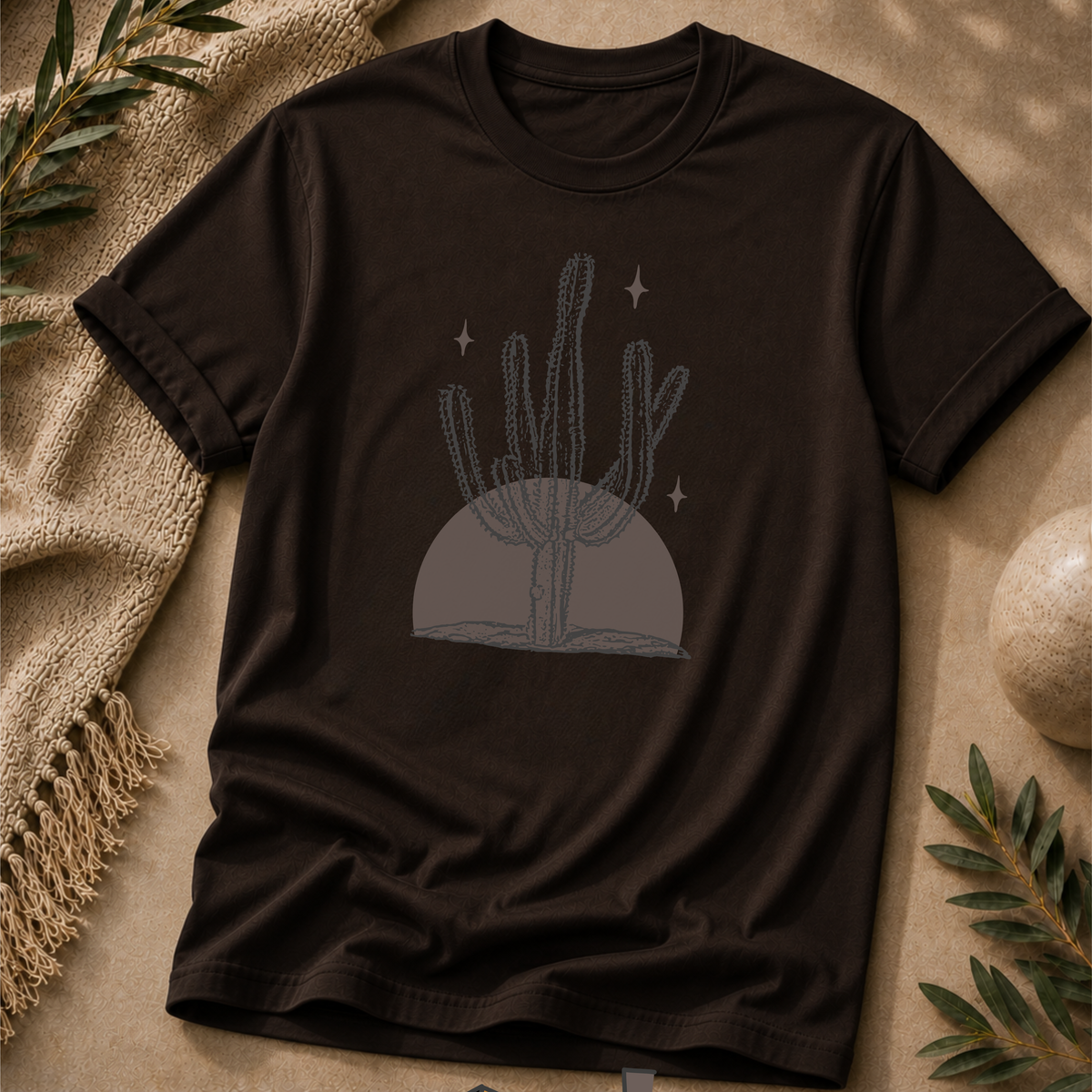 Desert Stillness Cactus T-Shirt – Earthy Minimal Desert Graphic Tee
