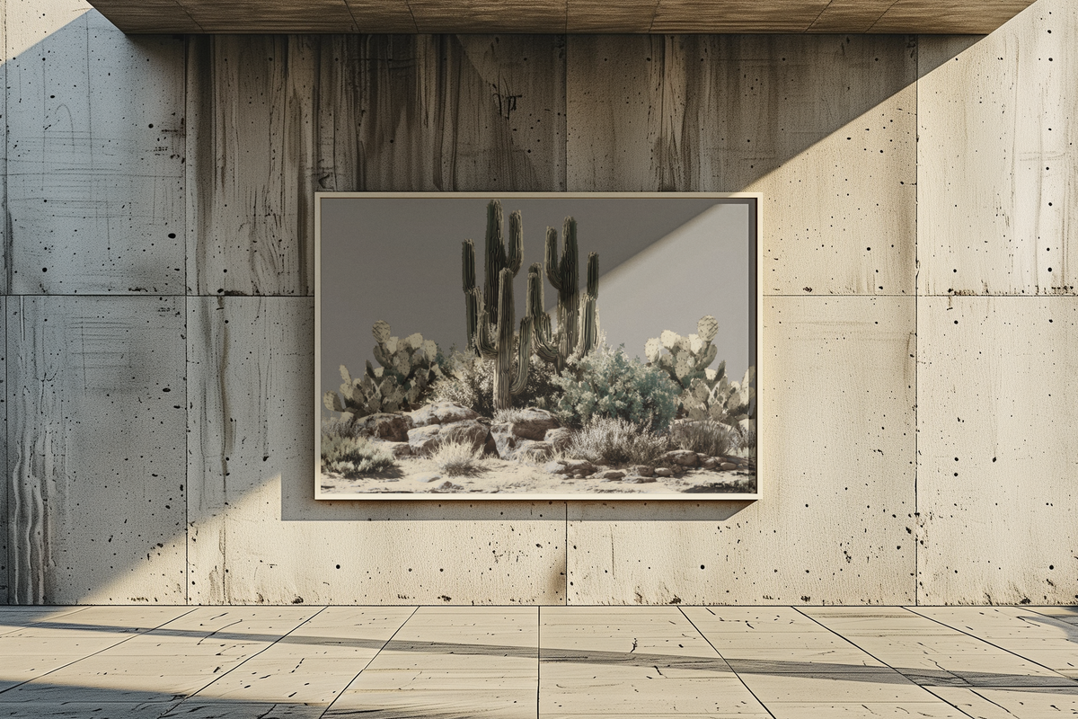 Cactus Rock Garden Canvas Print - Framed