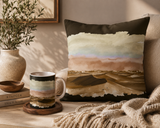 Desert Dunes Square Pillowcase — Boho Earthtone Abstract Watercolor Accent