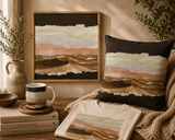 Desert Dunes Square Pillowcase — Boho Earthtone Abstract Watercolor Accent