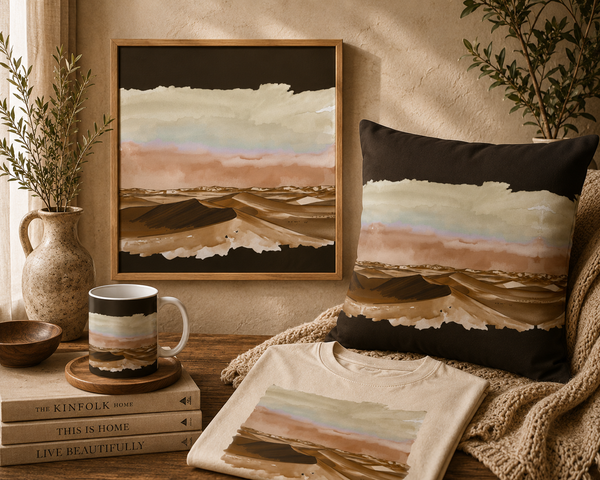 Desert Dunes Horizon Tee — Watercolor Landscape T-Shirt