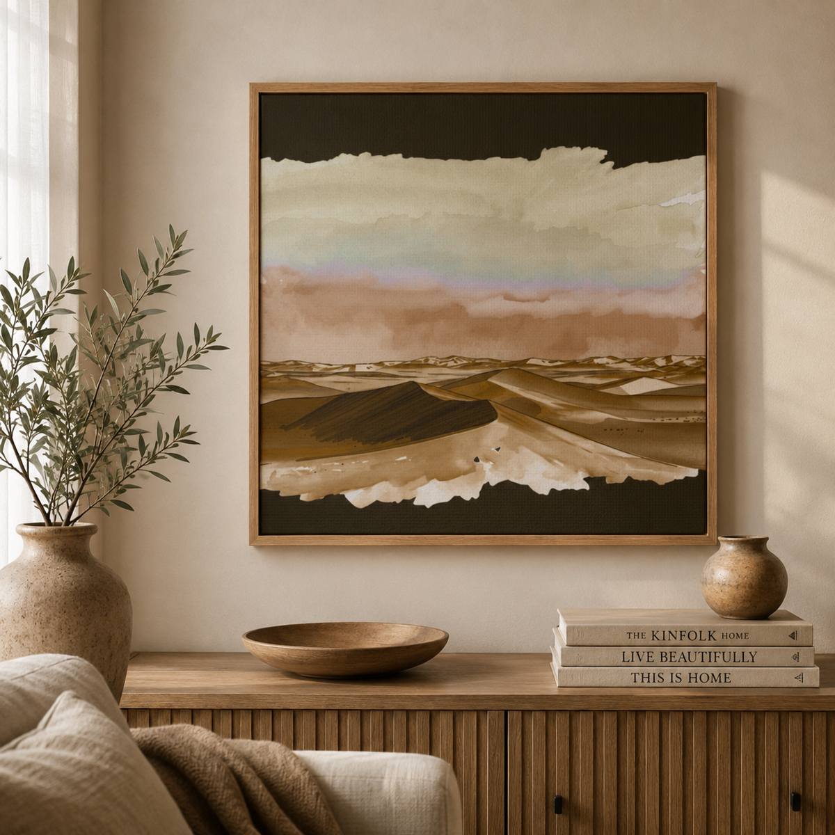 Desert Dunes Canvas Art — Earth Tone Landscape Matte Wall Decor