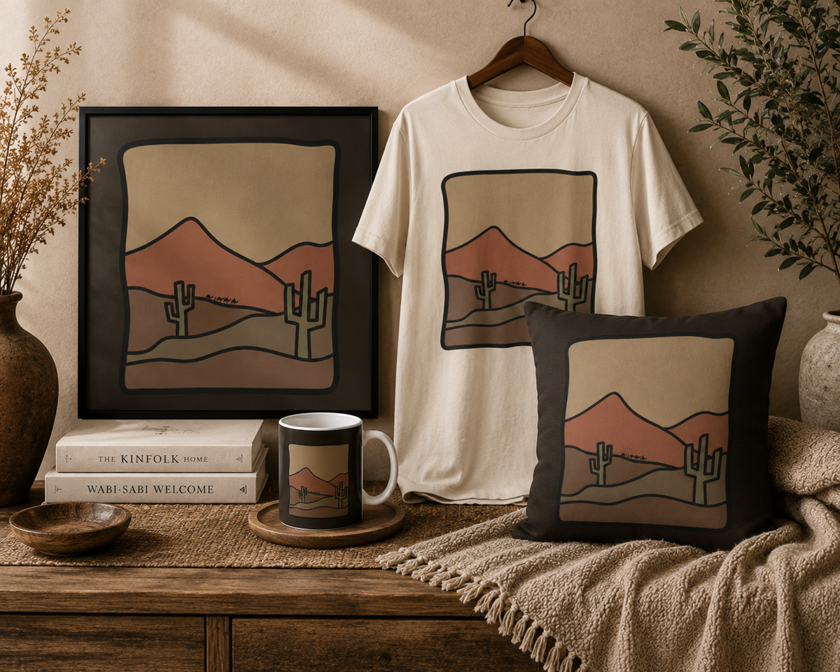 Desert Scene T‑Shirt — Southwestern Cactus Landscape Tee