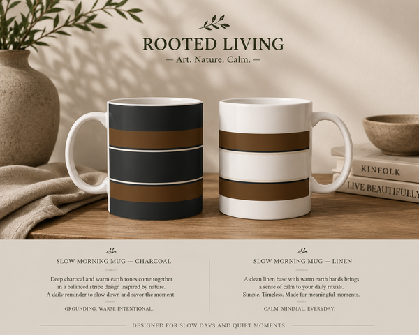 Earthline Brown Striped Ceramic Mug