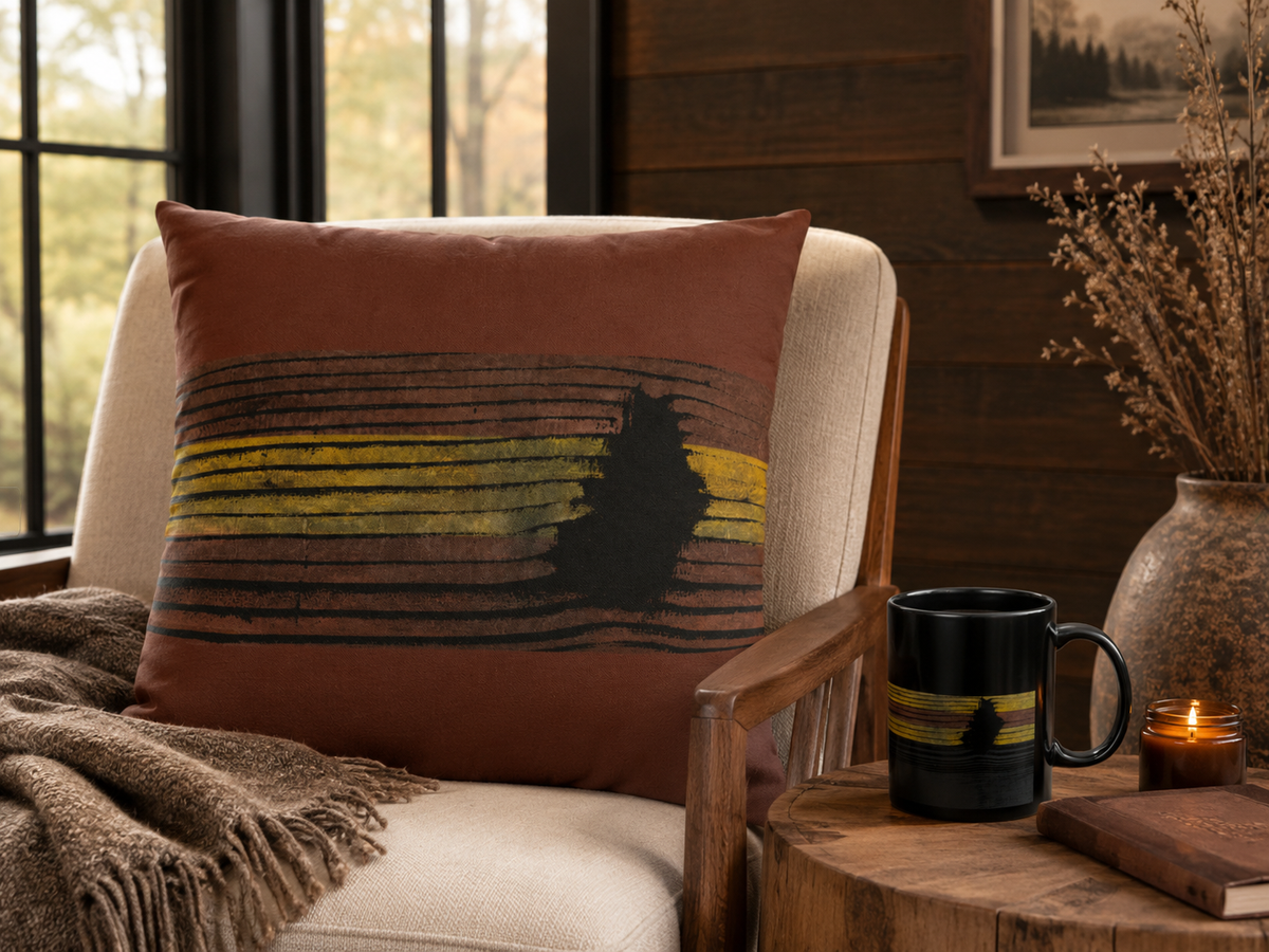 Earthbound Lines Black Ceramic Mug