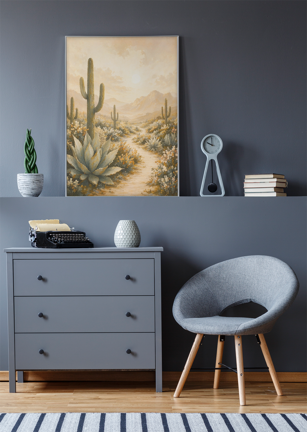 Golden Stillness Desert Succulent Canvas