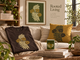 Golden Fern Botanical Mug - Olive Green Nature-Inspired Coffee Cup