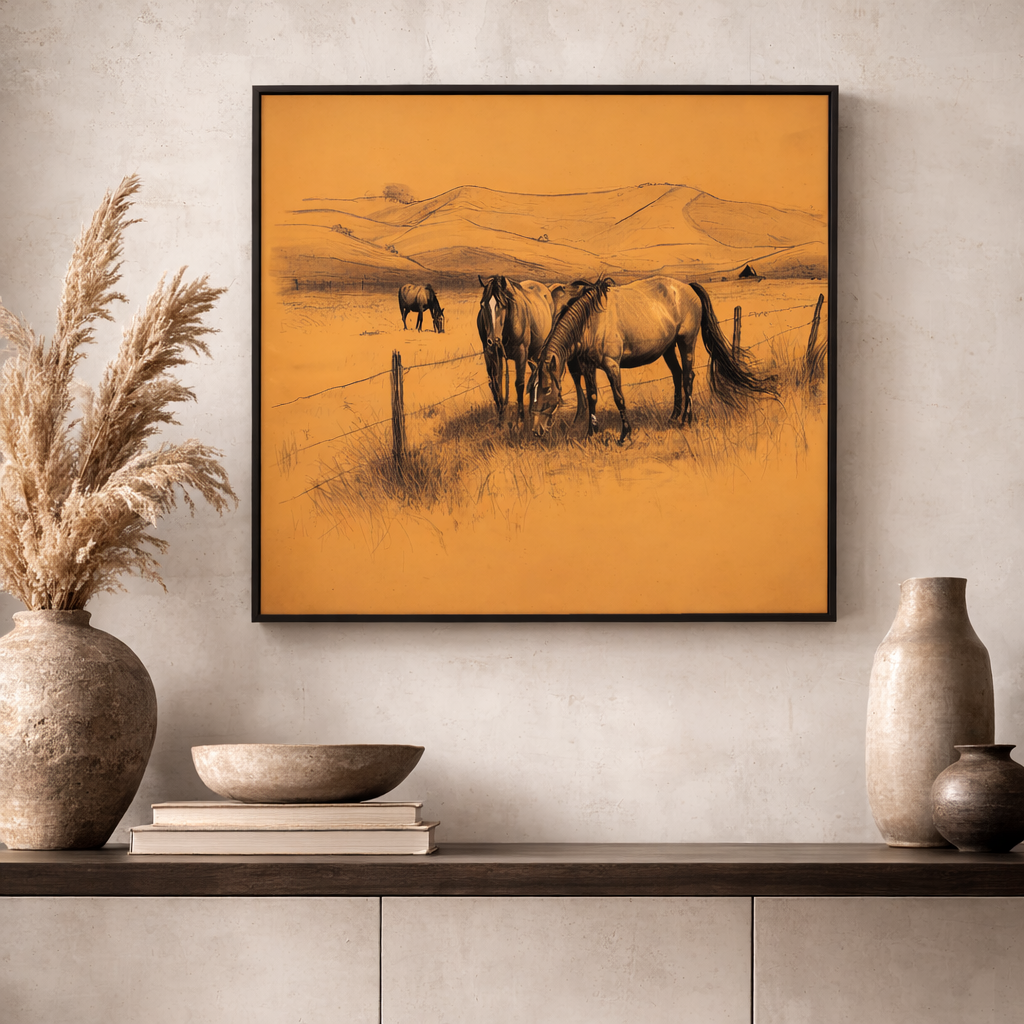 Framed Mountain Paddock Wall Art (Framed)
