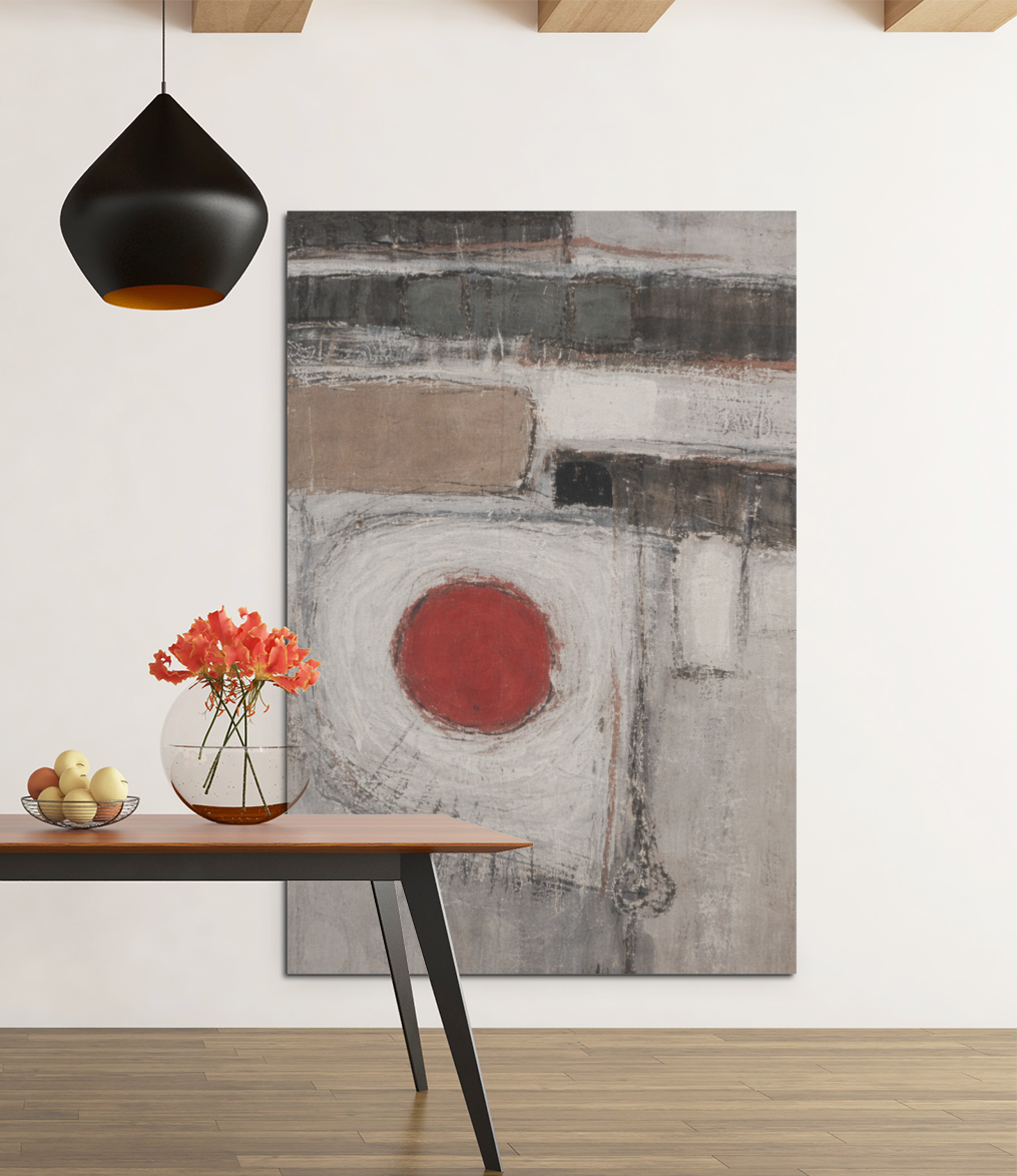 Abstract Red Circle Matte Canvas Wall Art