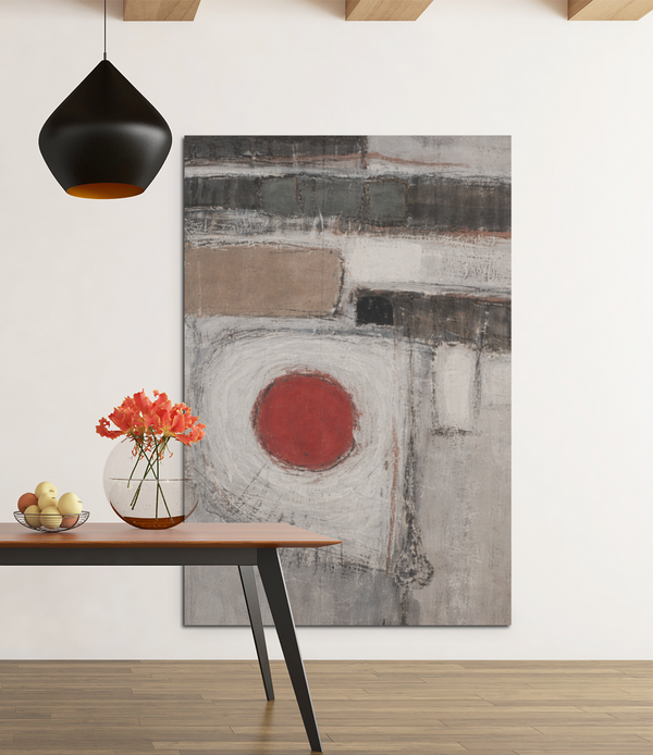Abstract Red Circle Matte Canvas Wall Art