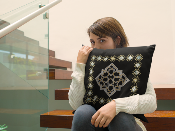 Moroccan-Inspired Decorative Pillow - Elegant Square Cushion for Home Decor