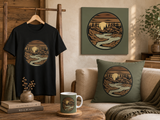 Mountain Passage Wall Art - Earth-Toned Mountain & River Landscape