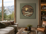Mountain Passage Wall Art - Earth-Toned Mountain & River Landscape