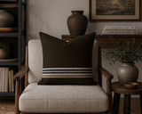 Faux Suede Pillow – Olive Stripe Accent Square Pillowcase