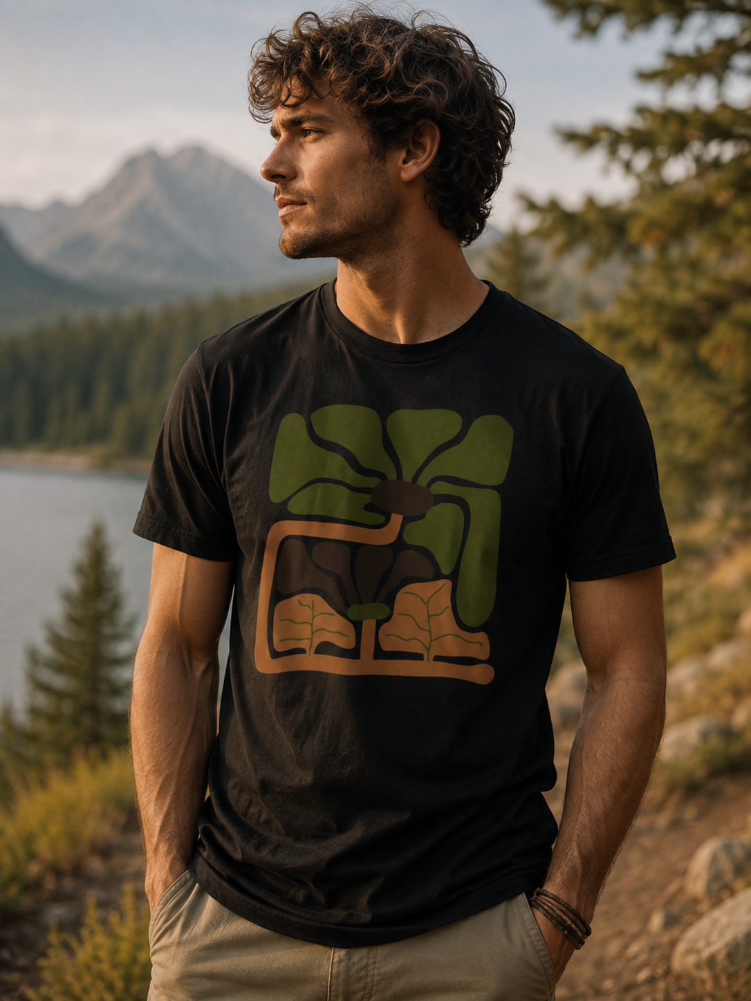 Rooted Canopy Graphic T-Shirt - Earthy Botanical Nature Tee