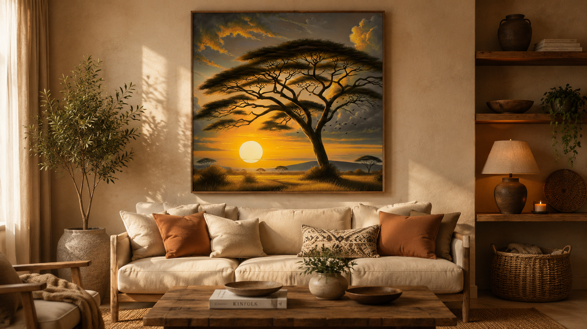 Sunset Savannah Acacia Canvas Print