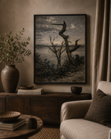 Silent Lakeside at Dusk Wall Art (Framed)