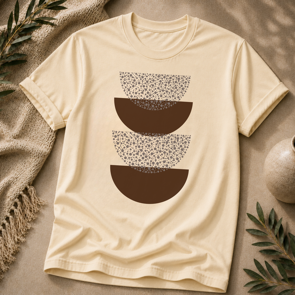 Grounded Rhythm Graphic Tee - Earth Tone Abstract Geometric T-Shirt