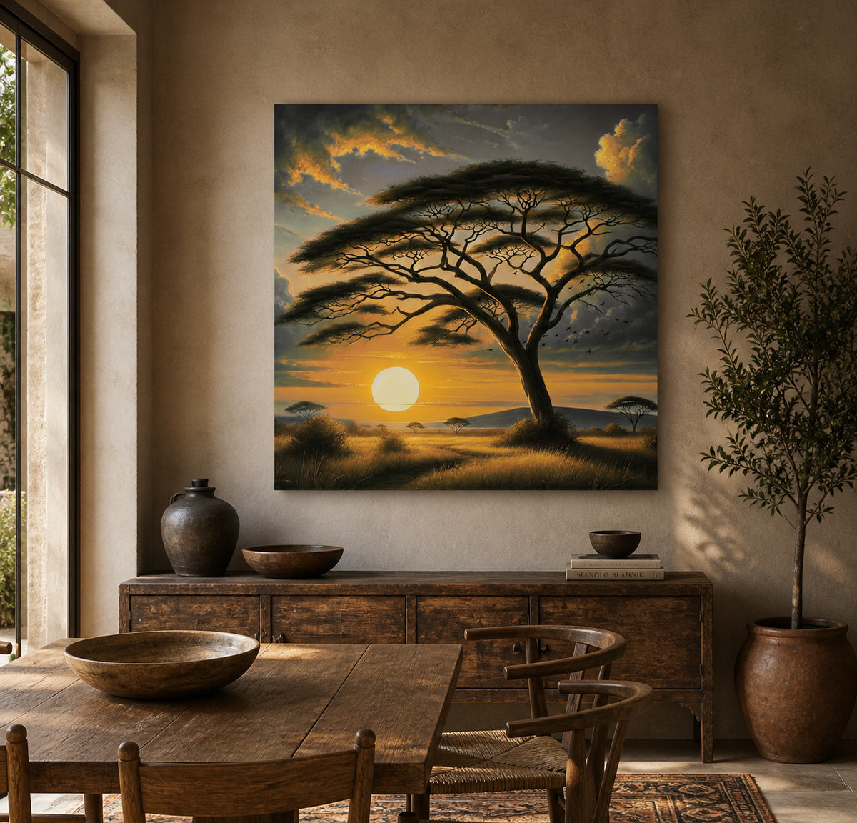 Sunset Savannah Acacia Canvas Print