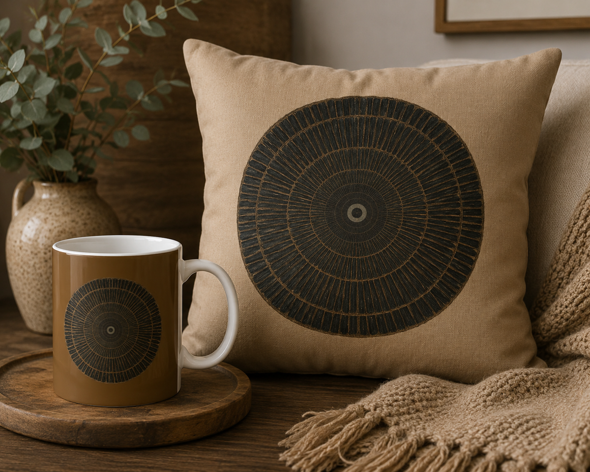 Wood Grain Mandala Ceramic Mug
